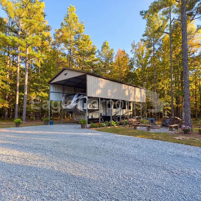 An Rv Cover With Trees Around IT