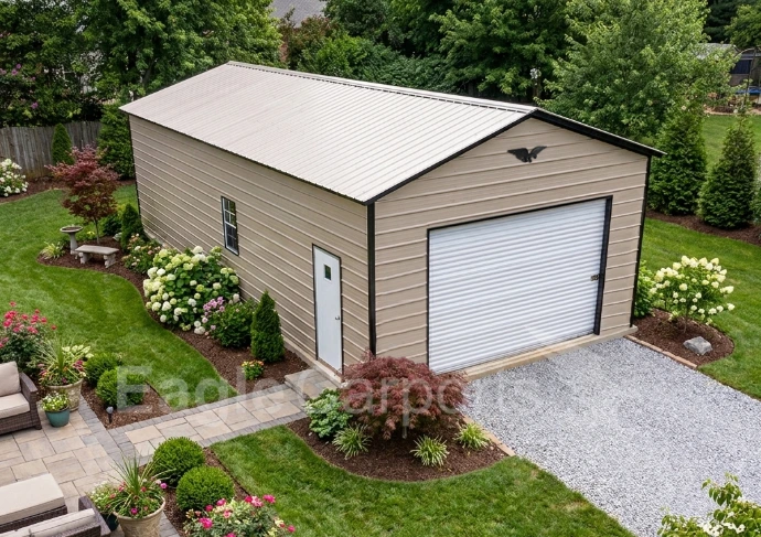 Garage with Garden Surrounding it